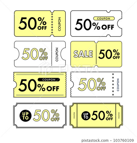 黃色 50% OFF 優惠券線描/矢量圖素材 黃色 50% OFF 優惠券線描/矢量圖素材 103760109