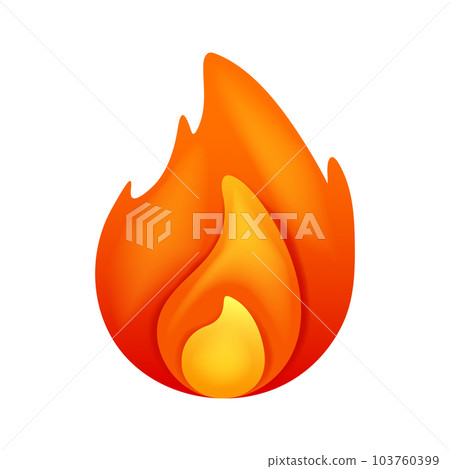Fire flame 3d vector. Cartoon 3d isolated vector illustration 103760399