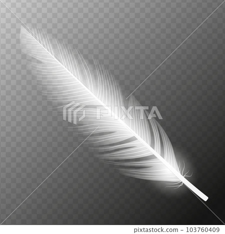 White feather. Flying realistic vector white feather. Isolated vector illustration EPS10 103760409