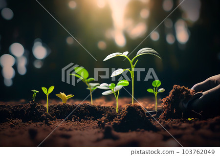 Planting a tree in ground. Spring Seeding.... - Stock Illustration ...