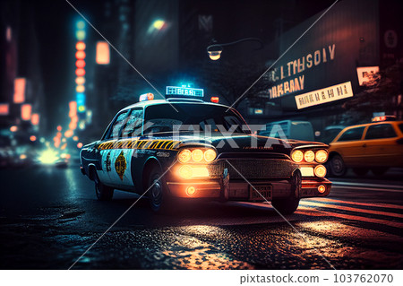 Police lights and Police car in New York. 103762070