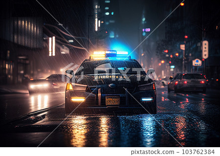 Police lights and Police car in New York. 103762384