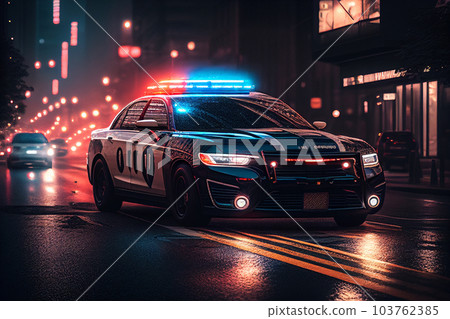 Police lights and Police car in New York. 103762385