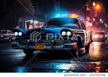 Police lights and Police car in New York. 103762386