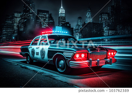 Police lights and Police car in New York. 103762389