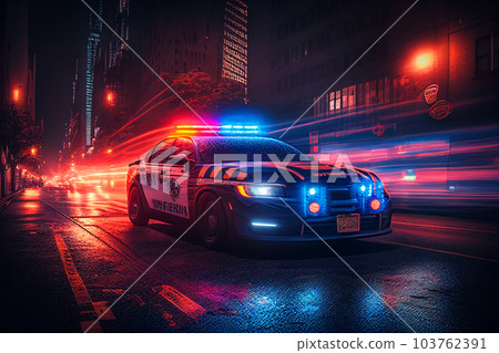 Police lights and Police car in New York. 103762391