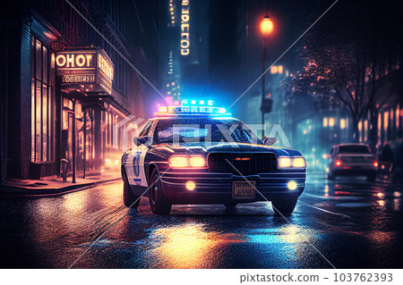 Police lights and Police car in New York. 103762393