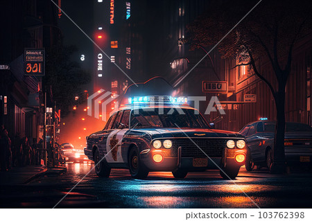Police lights and Police car in New York. 103762398