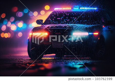 Police lights and Police car in New York. 103762399