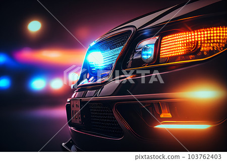 Police lights and Police car in New York. 103762403