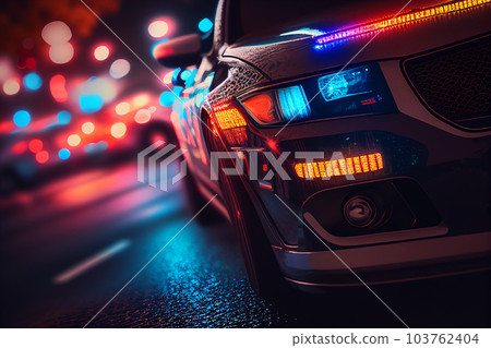 Police lights and Police car in New York. 103762404