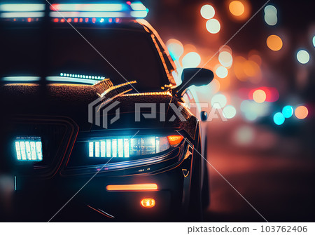 Police lights and Police car in New York. 103762406