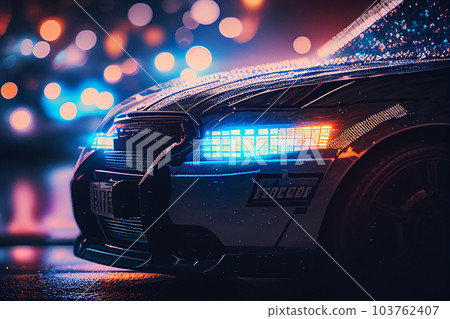 Police lights and Police car in New York. 103762407