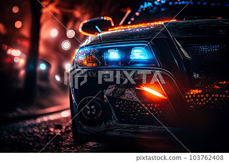 Police lights and Police car in New York. 103762408