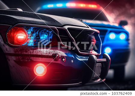 Police lights and Police car in New York. 103762409