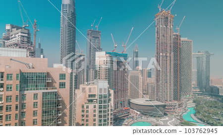 Aerial view of downtown Dubai city timelapse Aerial view of downtown Dubai city timelapse 103762945