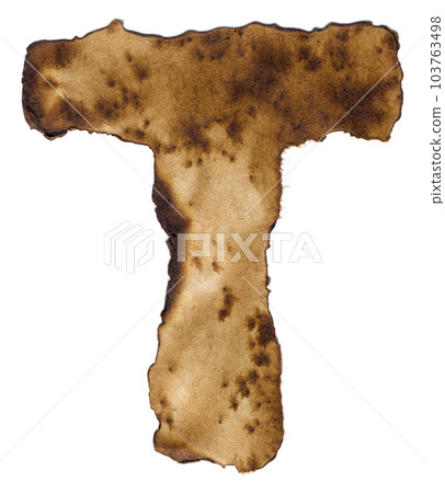 Burnt paper alphabet on white background Burnt paper alphabet on white background 103763498