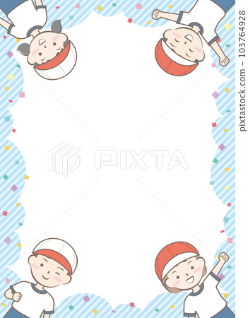 Frame of children in gym clothes Sports day hat Frame of children in gym clothes Sports day hat 103764928