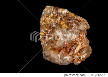Macro mineral stone Fenster Quartz Crystal on a black background 103766554