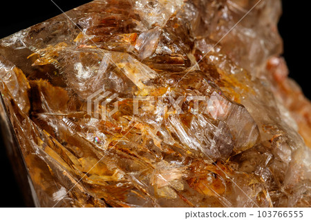 Macro mineral stone Fenster Quartz Crystal on a black background 103766555