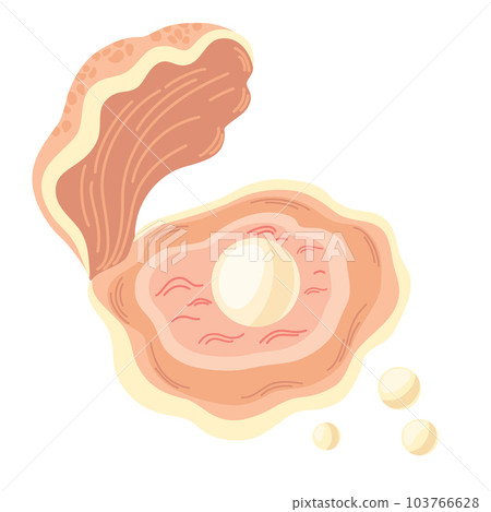 Clam shell with pearl. Sea treasure, jewel, underwater world. Vector hand draw illustration isolated on the white background. 103766628