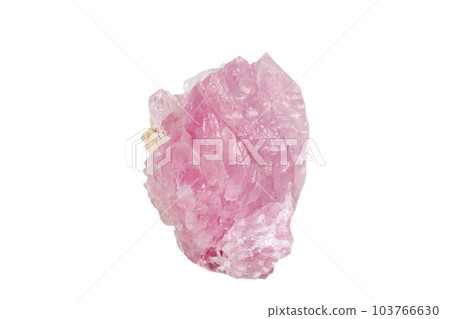Macro mineral stone Rose quartz on white background Macro mineral stone Rose quartz on white background 103766630