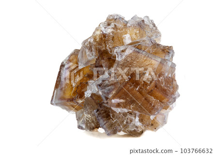 Macro mineral stone yellow Fluorite on a white background Macro mineral stone yellow Fluorite on a white background 103766632