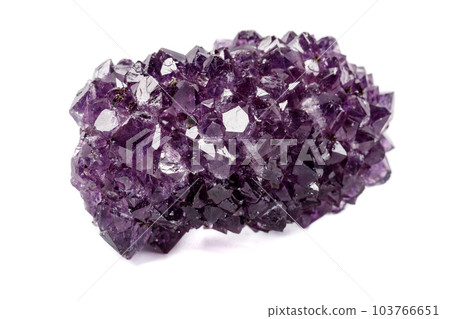 Macro mineral stone Amethysts eye crystals on white background 103766651