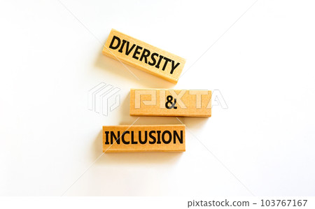 D and I, Diversity and inclusion symbol. Concept words D and I, diversity and inclusion on blocks on beautiful white table white background. Business, D and I, diversity and inclusion concept. 103767167
