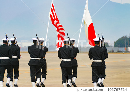 Maritime Self-Defense Force honor guard marching 103767714