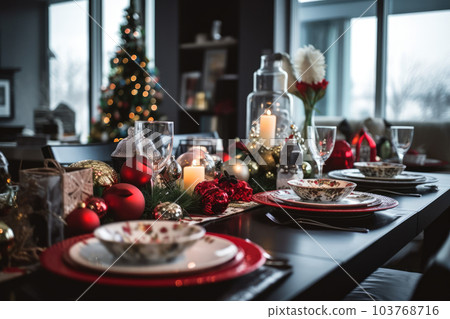 Christmas and New Year lifestyle table setting 103768716