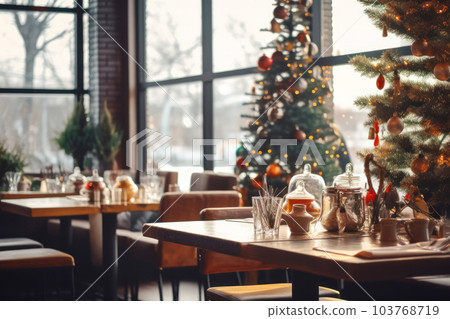 Christmas decoration in local cozy cafe interior 103768719