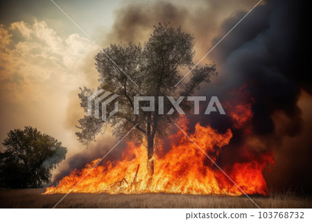 Forest in wildfire caused the intense summer heat 103768732