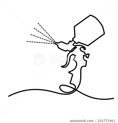 Paint gun with spray. Continuous one line drawing. 103771461