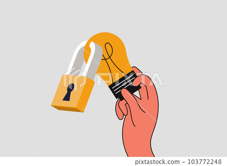 Intellectual property and copyright protection of property. Copyrights and their protection. Commodity brand and owned rights. Vector illustration concept 103772248