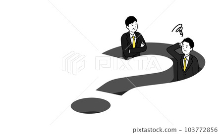 帶有問號陷阱的人的插圖，左側的複制空間，矢量 103772856