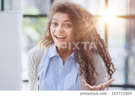 Emotional girl surprised with getting victory in online contest reading news from laptop computer Emotional girl surprised with getting victory in online contest reading news from laptop computer 103772904
