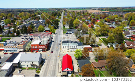 Aerial scene of Norwich, Ontario, Canada on a spring morning 103773193