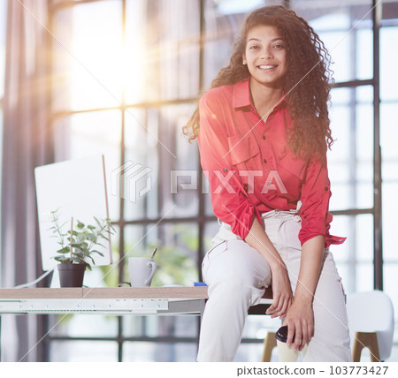 Portrait of a young business woman in an office 103773427