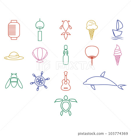 Line drawing icon illustration set for summer 103774369
