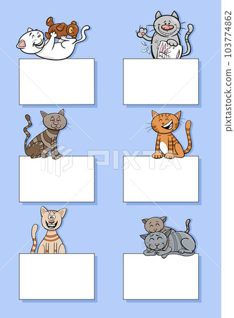 cartoon cats and kittens with cards design set cartoon cats and kittens with cards design set 103774862