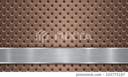 Metal background with holes and a polished plate 103775187