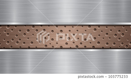 Metal background with holes and a polished plate 103775233