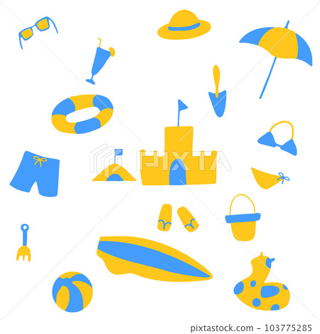 Illustration set of items used in sea bathing 103775285