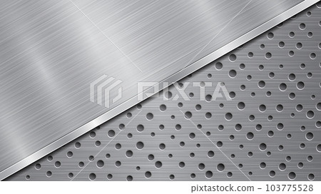 Metal background with holes and polished plate Metal background with holes and polished plate 103775528
