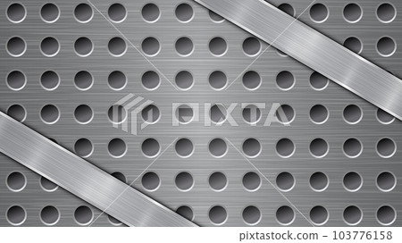 Metal background with holes and a polished plate Metal background with holes and a polished plate 103776158