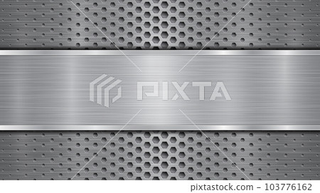 Metal background with holes and a polished plate 103776162