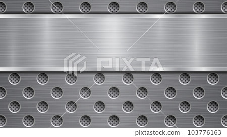 Metal background with holes and a polished plate 103776163