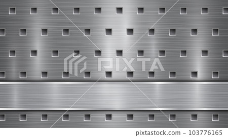 Metal background with holes and a polished plate 103776165
