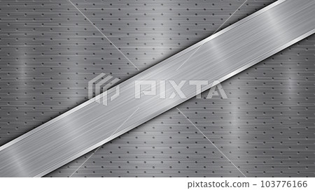 Metal background with holes and a polished plate 103776166